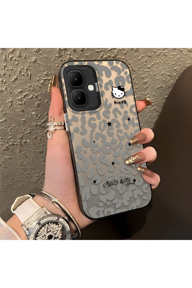 Infinix Smart 10 Compatible Gray Leopard Pattern Phone Case, Star English Art Print