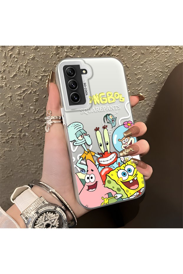 Samsung Galaxy S21 Fe Compatible Childlike Cartoon Case, Undersea Character Group Creative Flat Print