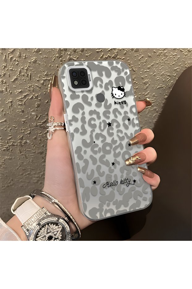 Poco C31 Compatible Gray Leopard Pattern Phone Case, Star English Art Print