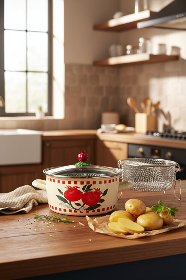 Enamel Pomegranate 24 cm Frying Pan