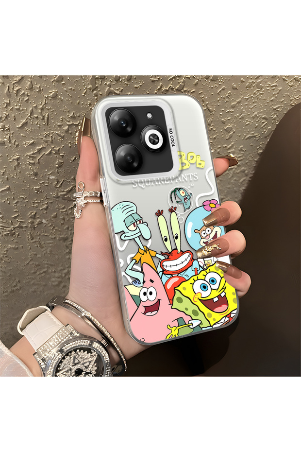 Infinix Smart 8/8 Pro/8 Plus Compatible Childish Cartoon Case, Undersea Character Group Creative Flat Print