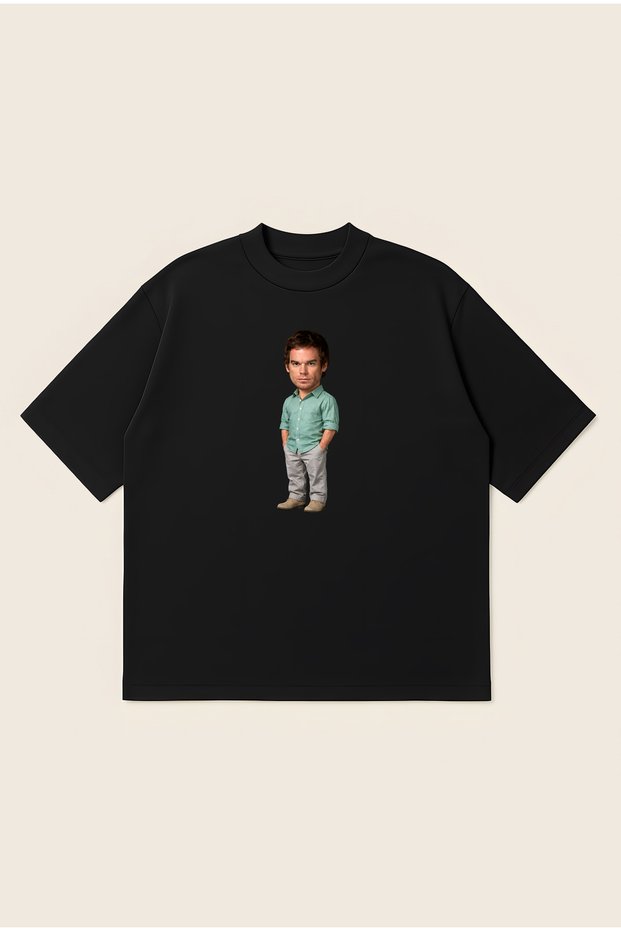 Mini Dexter Morgan Printed Oversize Boxy Cut Unisex 100% Cotton Tshirt |   Streetwear