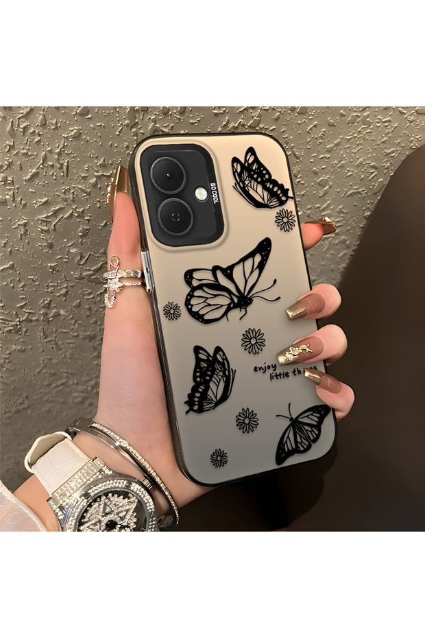 Tecno Spark Go 2 Compatible Simple Feel Case, Line Butterfly Daisy English Slogan Pattern