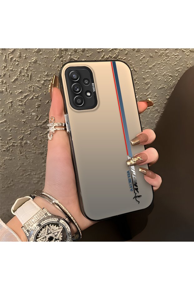 Samsung Galaxy A52/A52S Compatible Speed Race Style Case, Red Blue Vertical Stripe Racing English Motif