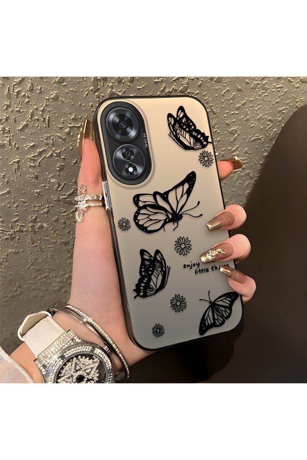 Oppo A60 Compatible Simple Feel Case, Line Butterfly Daisy English Slogan Pattern