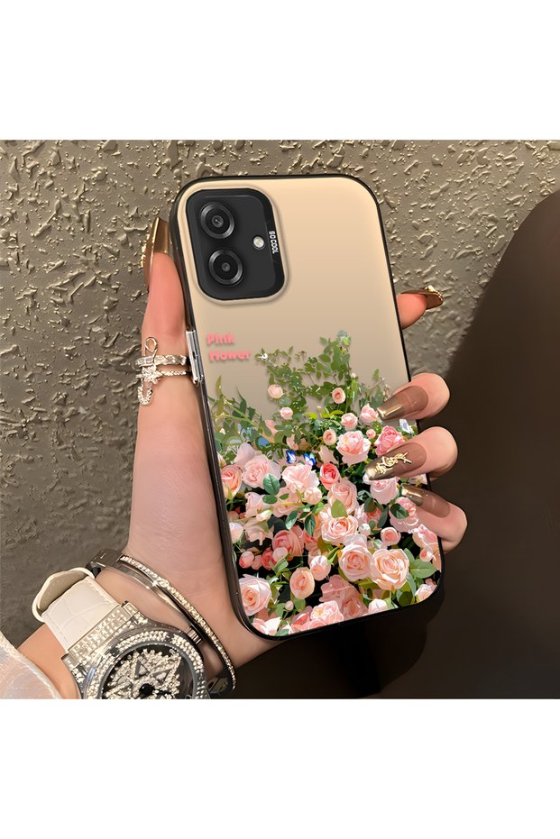 Samsung Galaxy A07 4g Compatible Pink Rose Flower Sea Phone Case, Flower Drawing Art Print