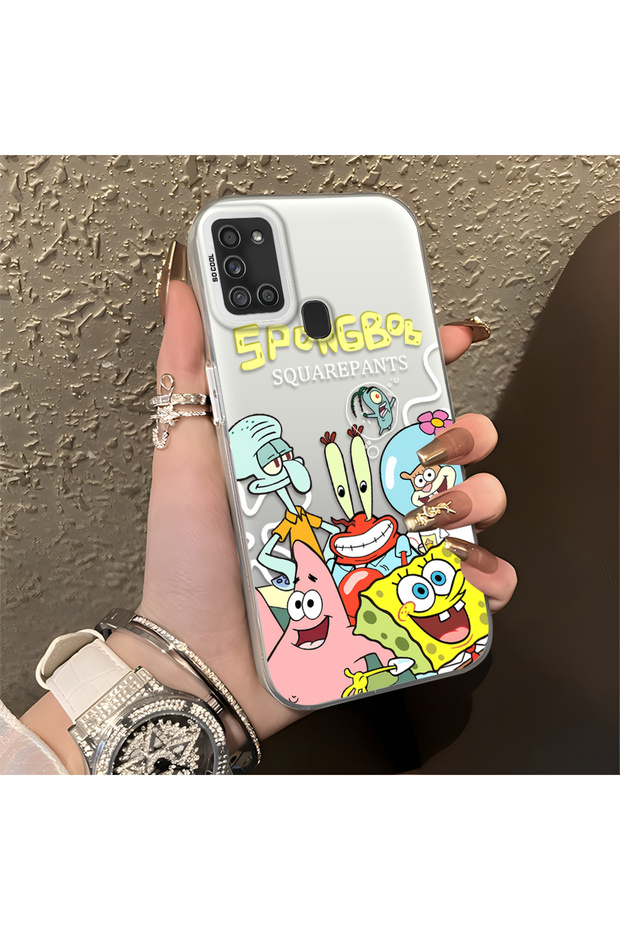 Samsung Galaxy A21S Compatible Childlike Cartoon Case, Undersea Character Group Creative Flat Print