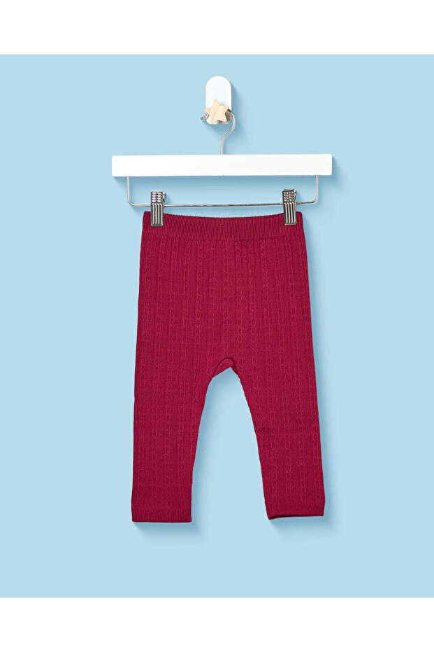Infant Girls Burgundy Cable Knit Leggings
