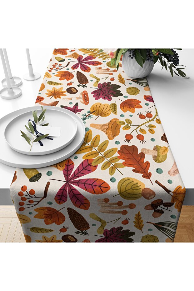Digital Printed Runner - Floral/Leaf Pattern / Autumn Series - 140X40 cm