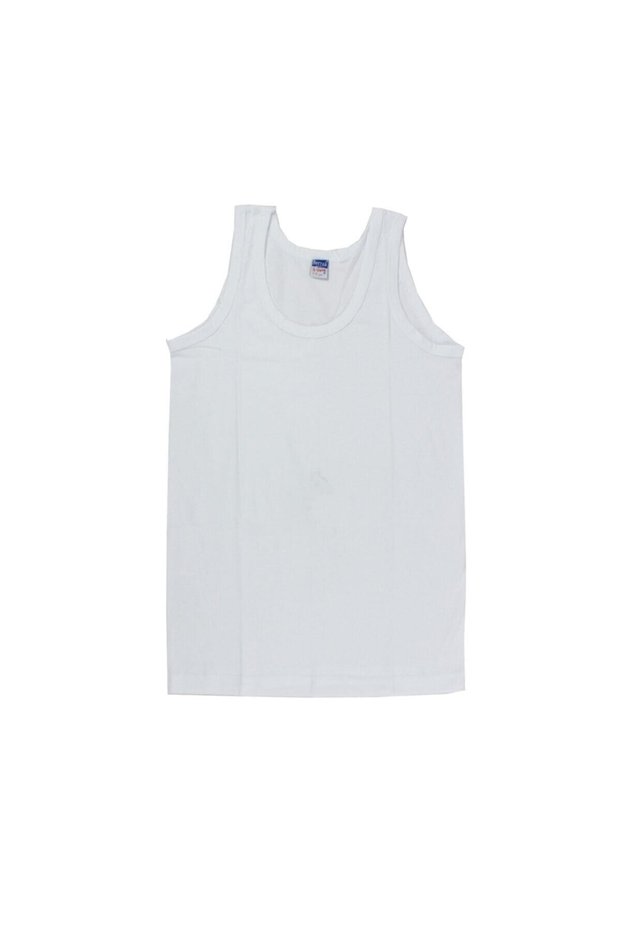Boy's White 6 Piece Cotton Undershirt