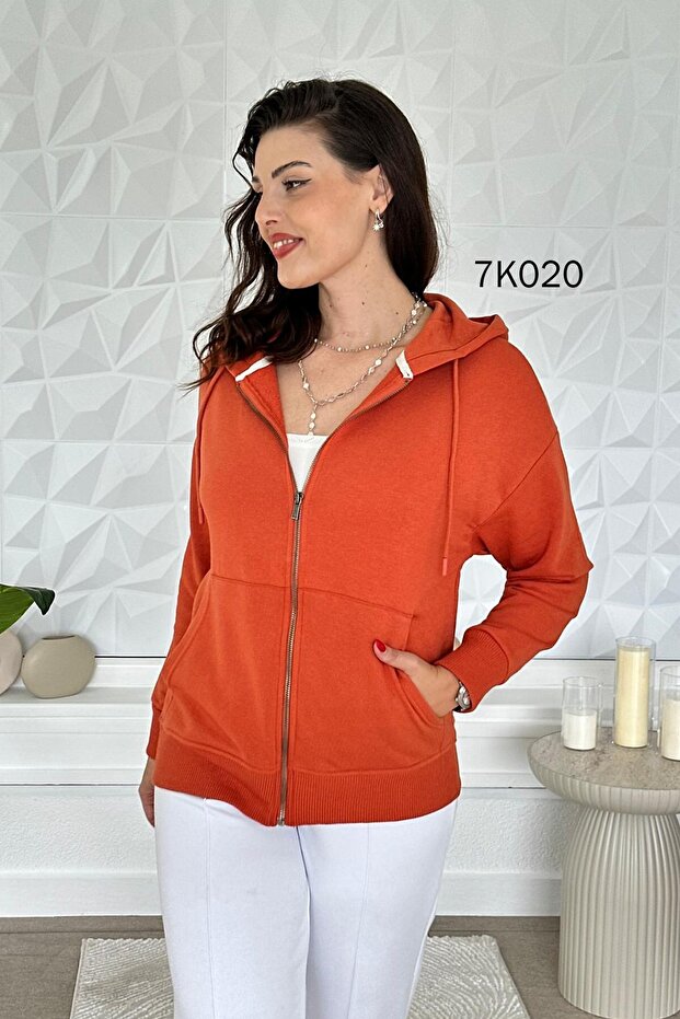 Zippered Hooded 2 Thread Sweatshirt 7K020