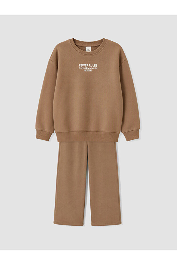 Slogan Printed Boys' Tracksuit Set