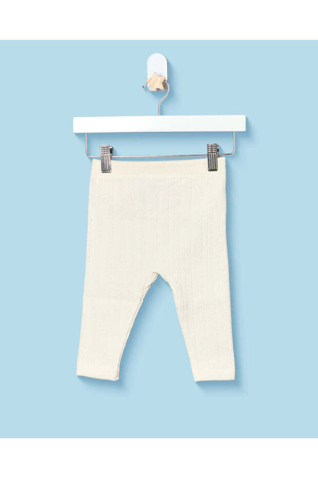 Infant Girls White Cable Knit Leggings