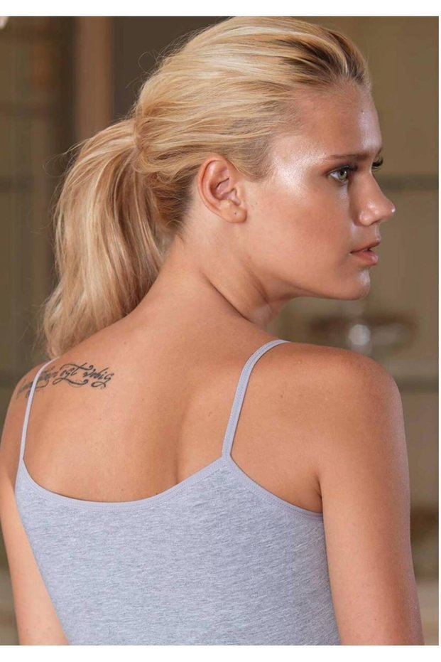 Women's Gray Rope Strap Lycra Single Jersey Undershirt m New Season (3 Pieces Economic Package)