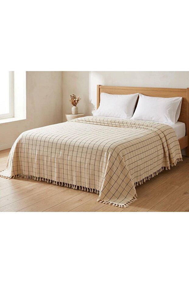 100% Cotton Karatezgah Woven Double Pike, Multi-Purpose Bedspread 200X240 Cm.