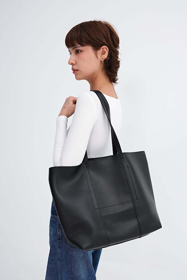 Snap Closure Hand and Shoulder Bag Ç2178