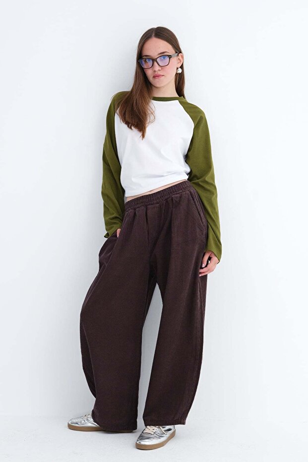 Ribbed Balloon Pants Pn5653