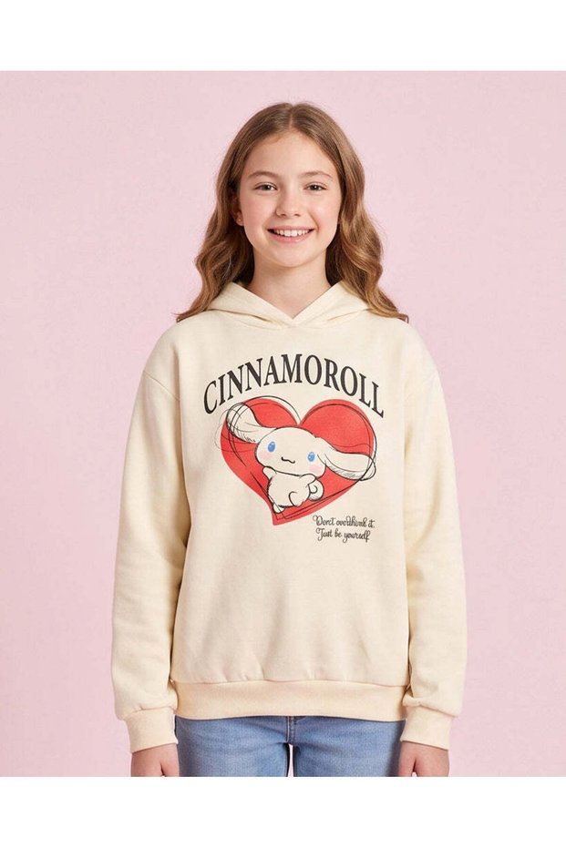 Senior Girls Yellow Cinnamoroll Printed Hooded Sweatshirt
