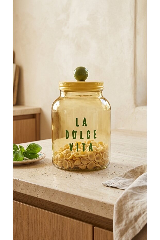 Glass 900 Ml. Yellow Storage Jar
