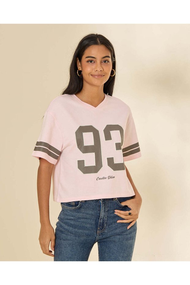 Women Pink 93 Graphic Boxy T-Shirt