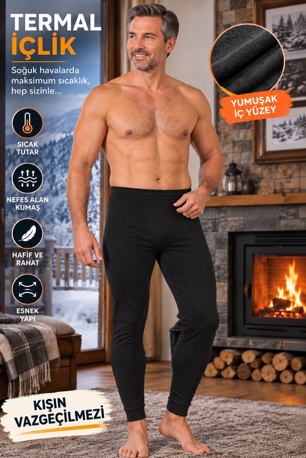 Men's Thermal Underwear Bottom - Flexible and Breathable Thermal Tights with a Warm Soft Inner Surface
