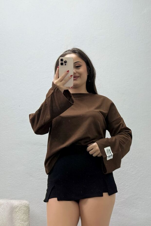 Women's Spanish Sleeve Worteks Sweat Coffee