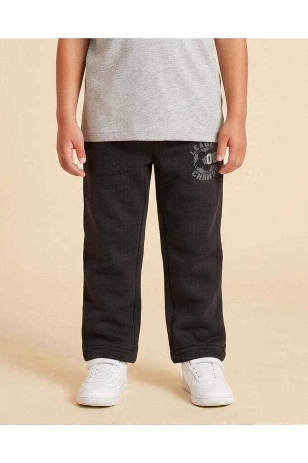 Boys Black Graphic Track Pants