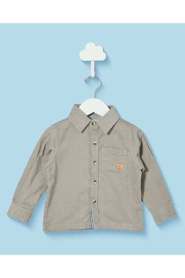 Infant Boys Green Corduroy Long Sleeve Shirt