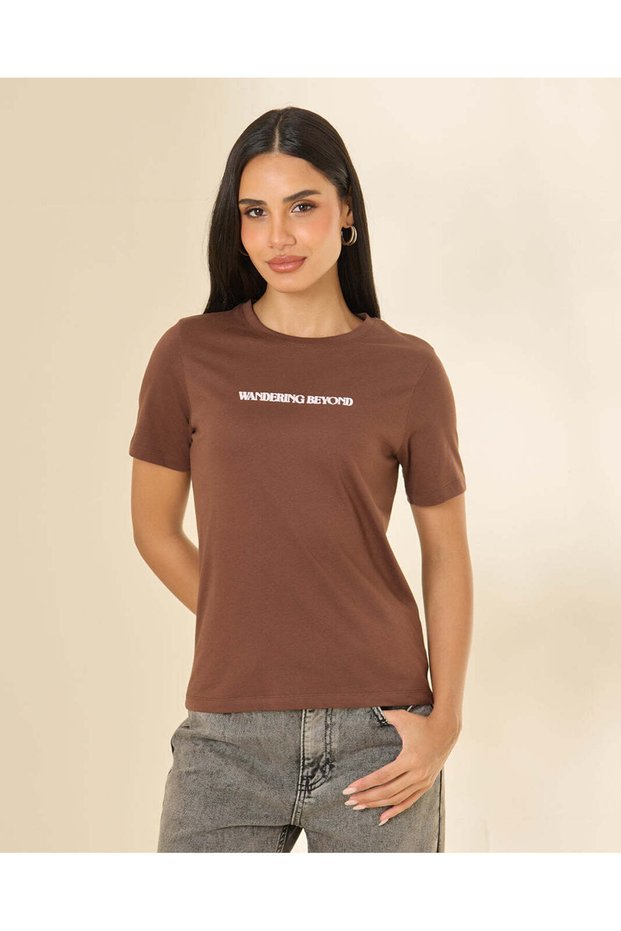 Women Brown Printed T-Shirt