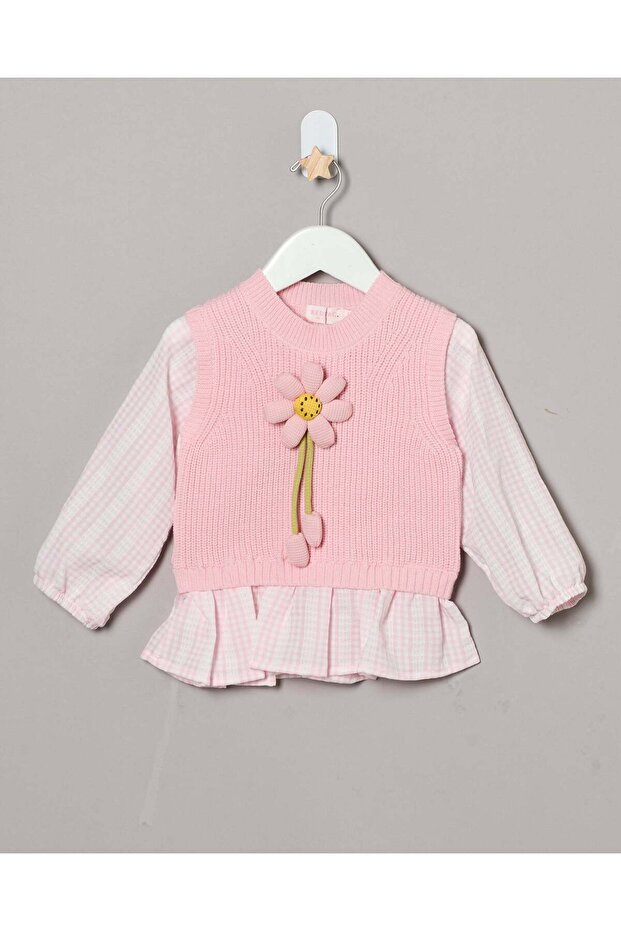 Infant Girls Pink 3D Flower Pullover