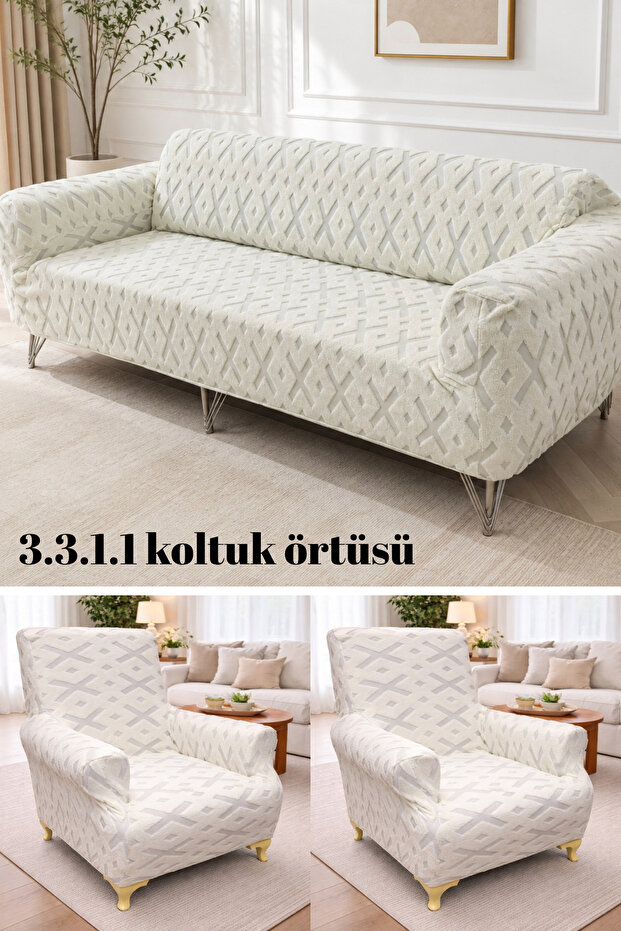 3+3+1+1 Stretch Elastic Flexible Washable Wellsoft Sofa Cover Set Sofa Cover