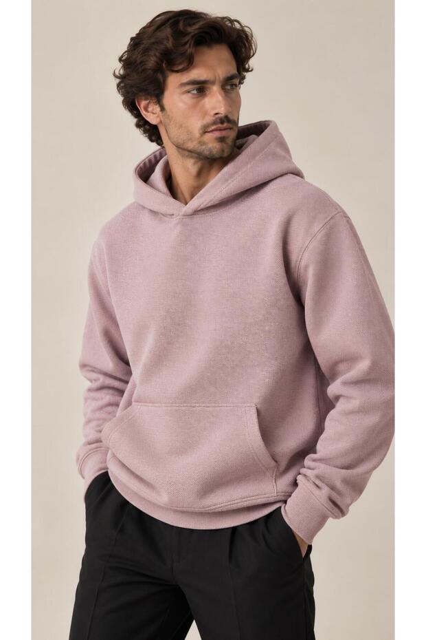 Textured Hooded Men's Sweatshirt