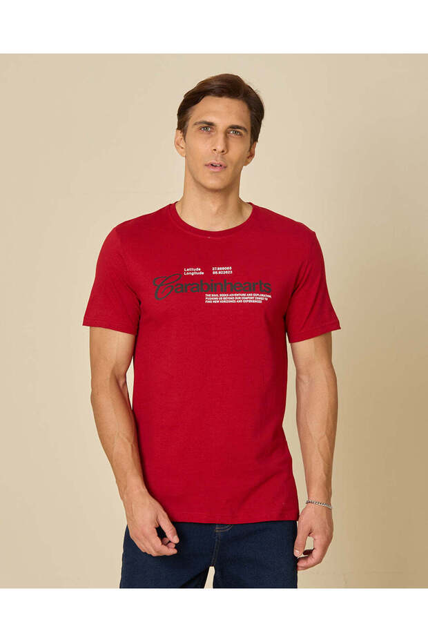 Men Red Printed T-Shirt