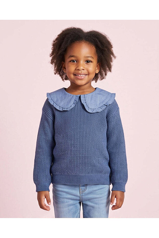 Girl Navy Cable Knit Pullover