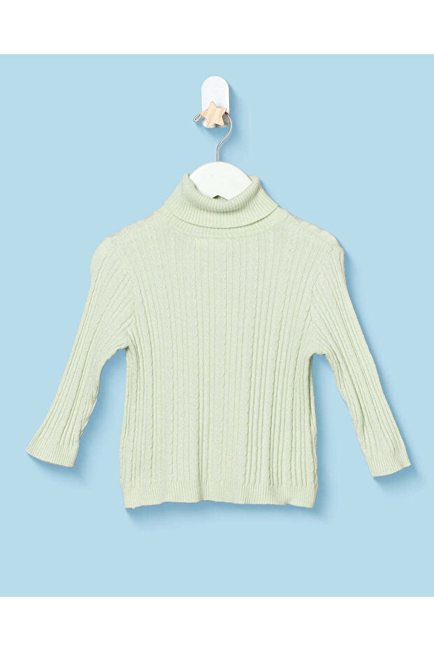 Infant Girls Green Cable Knit Pullover