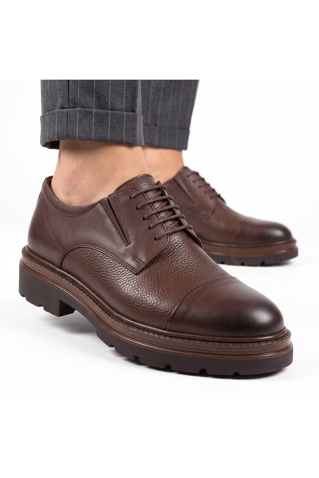 Thick Sole Men's Genuine Leather Stylish Shoes