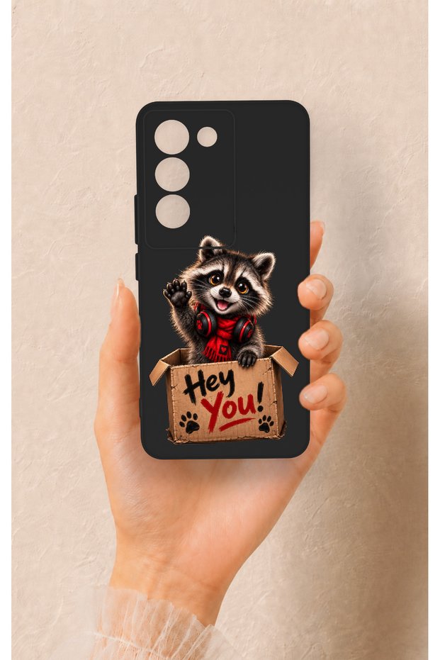 Vivo V30 Lite Compatible Cute Raccoon Pattern Silicone Case