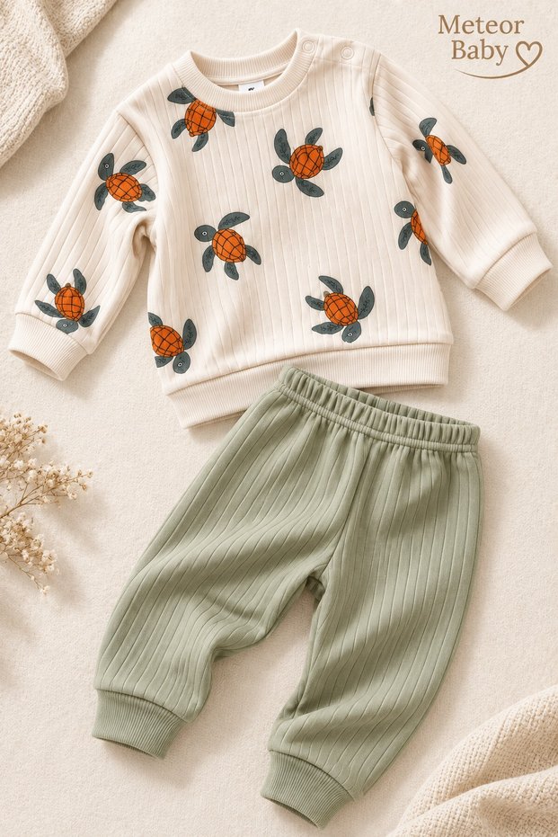 Baby Set Turtle Patterned 2-Piece Set Top and Bottom Set Seasonal Unisex Baby Boy Girl 3 6 9 12 Months