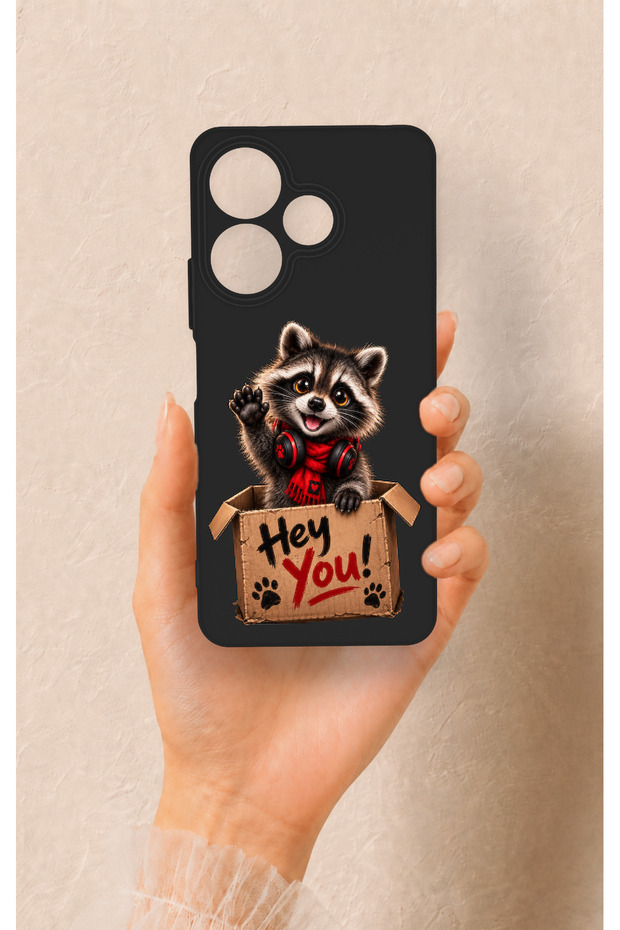 Redmi 13 4g Compatible Cute Raccoon Pattern Silicone Case