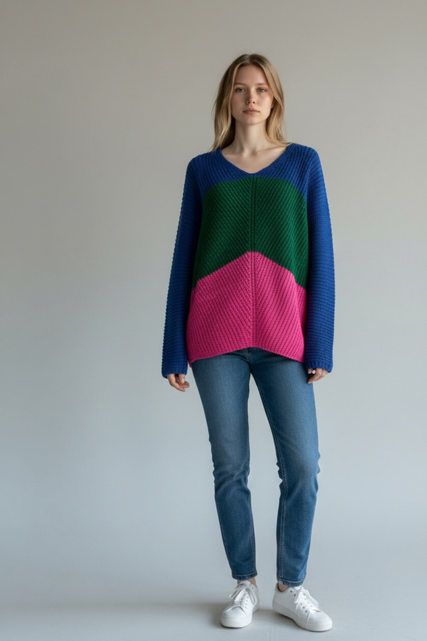 V-Neck Patterned Sweater