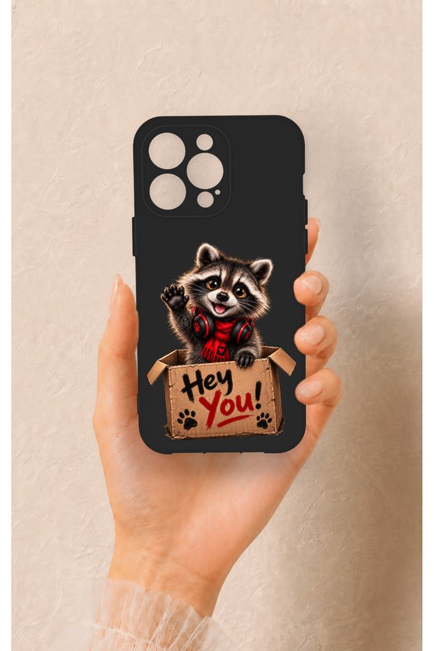 Cute Raccoon Pattern Silicone Case Compatible with iPhone 14 Pro Max