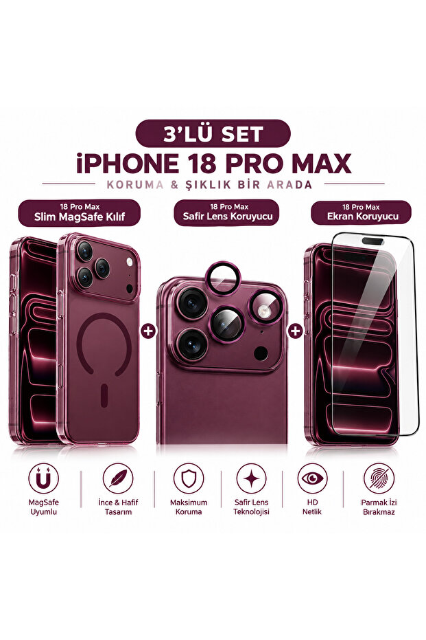 iPhone 18 Pro Max Compatible Set of 3 Magsafe Case + Sapphire Lens Protector + Screen Protector
