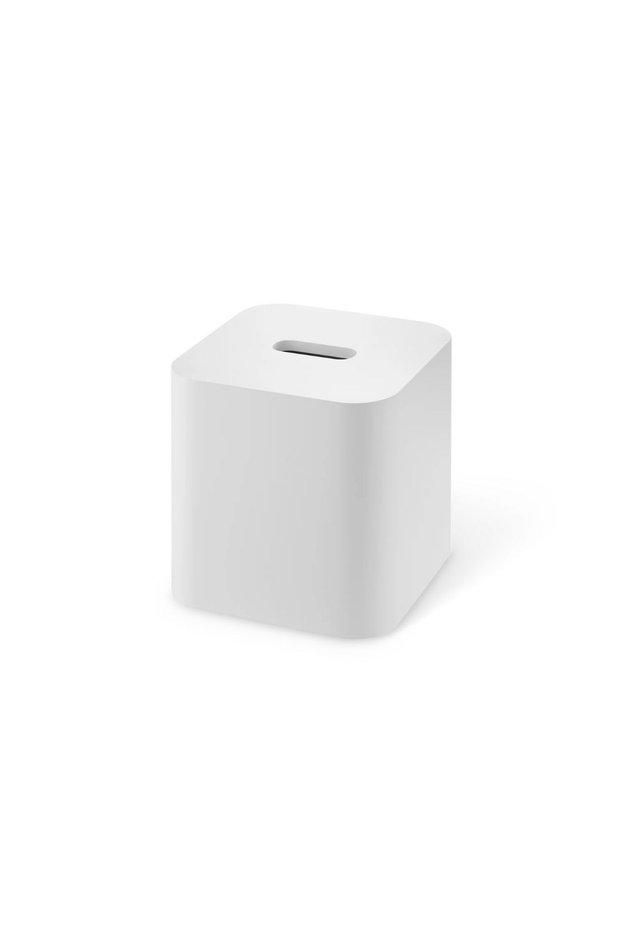 Stone Tissue Box, Square, 14Xh14Cm - White