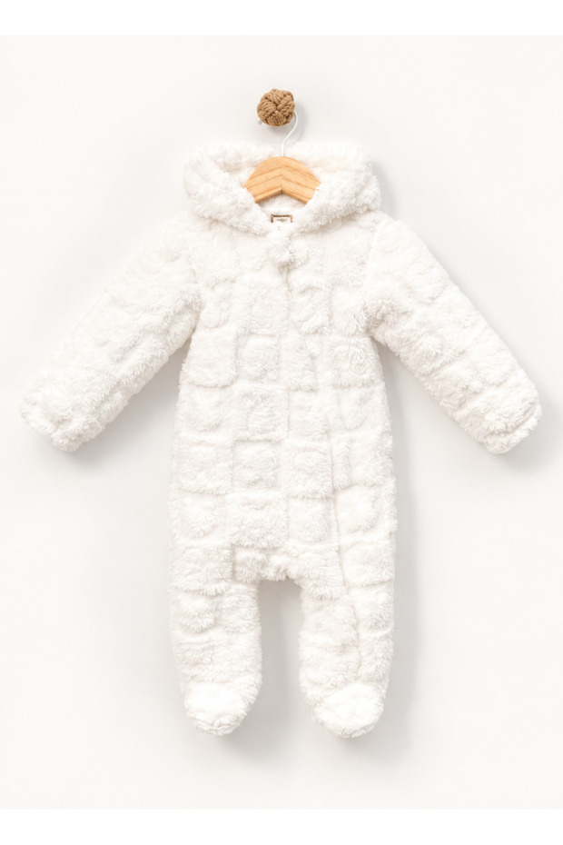 Baby Hooded Plush Jumpsuit – Soft Welsoft Winter Zippered Baby Jumpsuit