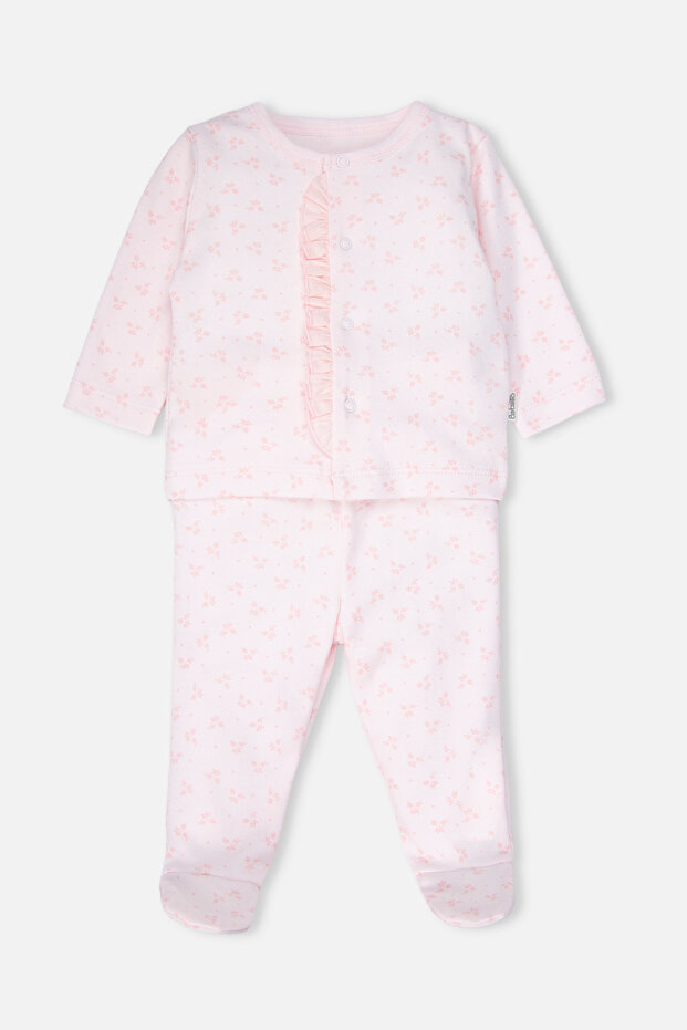 Interlock Pajama Set with Booties 2-Piece (Cute Girl) Pink
