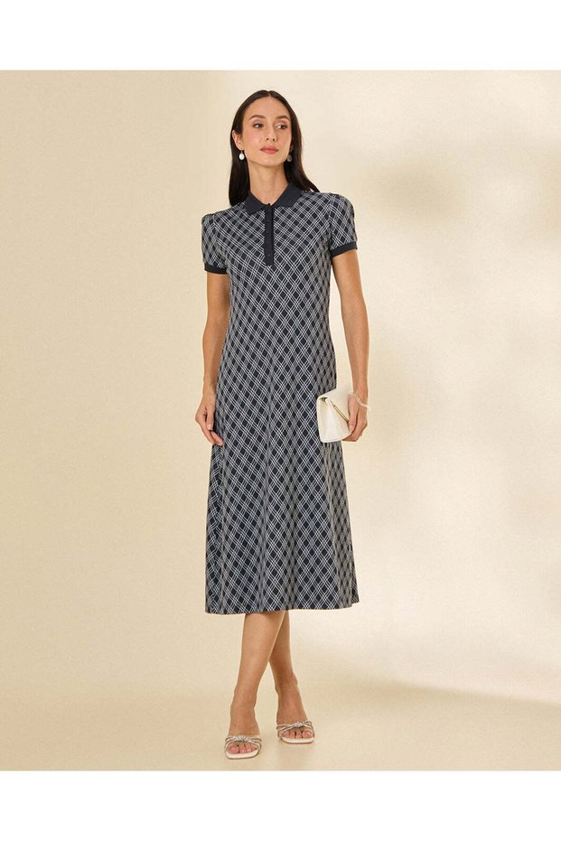 Women Blue Geometric Shirt Dress