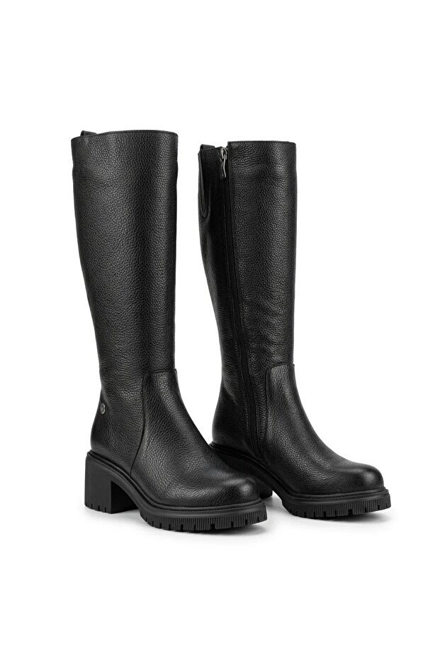 2100 black genuine leather women's boots