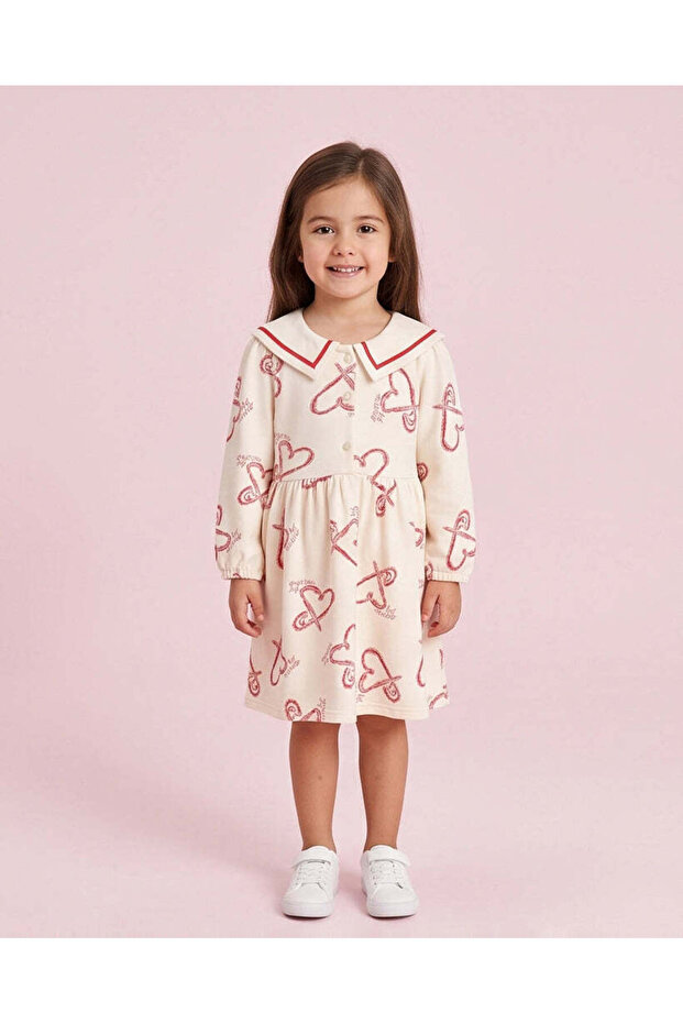Girls White Printed Sweat Dress