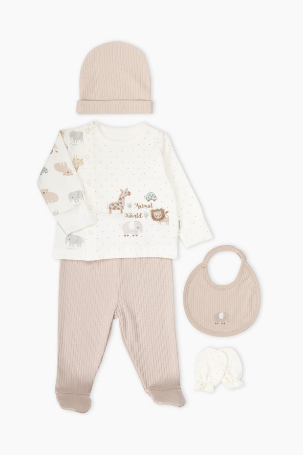 Interlock Zibin Set 5 Pieces (Free Animals) Beige