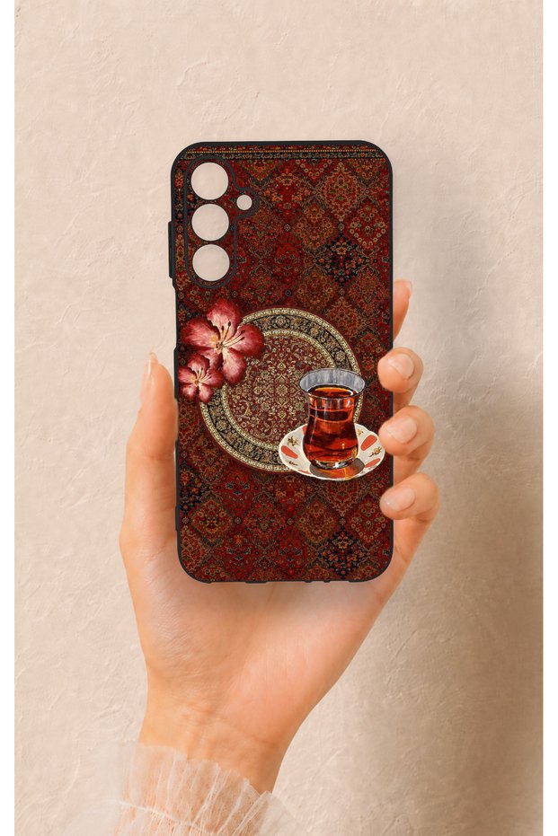 Samsung A15 Compatible Carpet and Tea Patterned Silicone Case